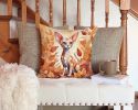 Devon Rex Cat in Fall Leaves Throw Pillow Machine Washable, Indoor Outdoor Decorative Pillow for Couch, Bed or Patio, 14Hx14W